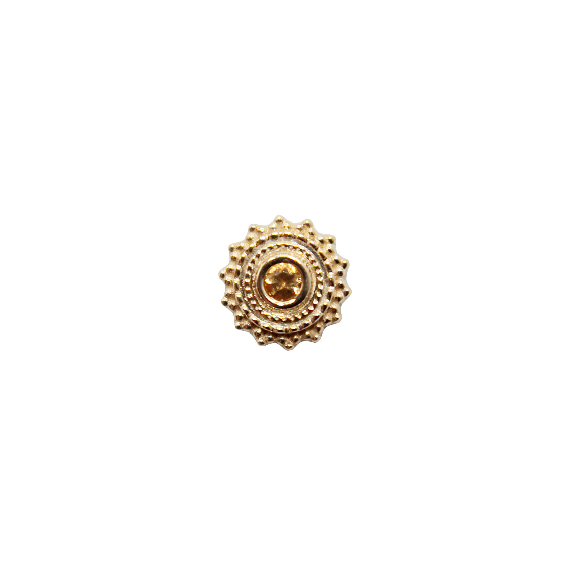 Honey topaz afghan. Small stud. Jewelry Stud. Yellow Gold. Earring. Cartilage Earring. Nostril Jewelry. Gold Jewelry. BVLA. Body Vision Los Angeles Jewelry. Brooklyn Piercing Jewelry