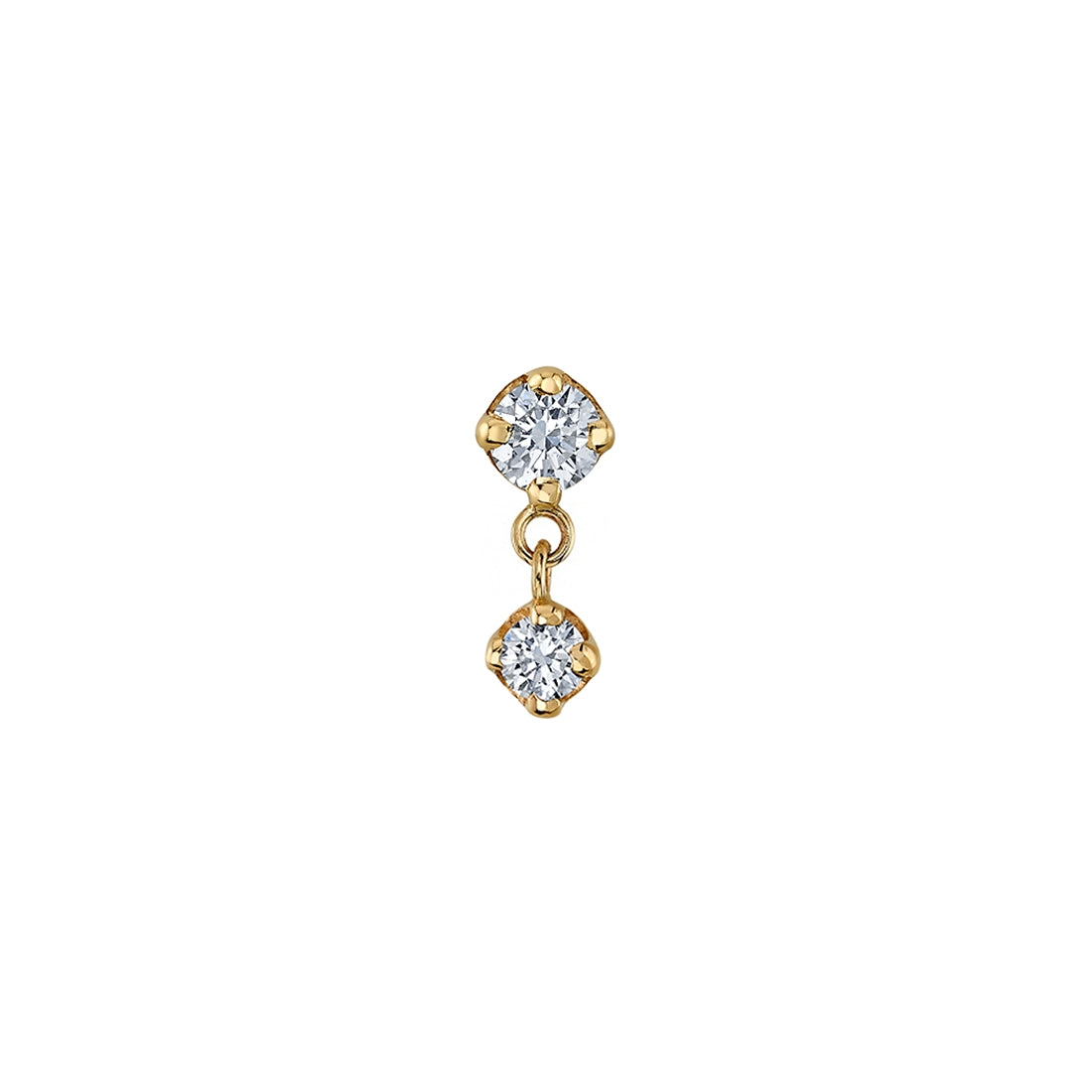 BVLA's "Duet" in 14k Yellow Gold gold with 1 CZ and 1 CZ attached by 2 chain links