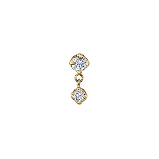 BVLA's "Duet" in 14k Yellow Gold gold with 1 CZ and 1 CZ attached by 2 chain links