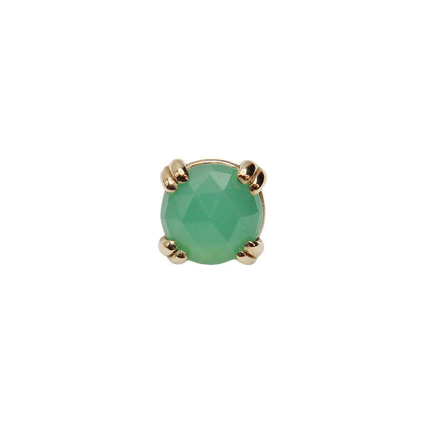 
                  
                    BVLA's "Cab Prong" in 14k Yellow gold with a Rose Cut Chrysoprase
                  
                