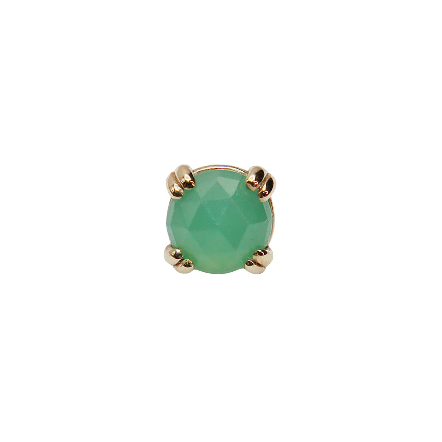 BVLA's "Cab Prong" in 14k Yellow gold with a Rose Cut Chrysoprase