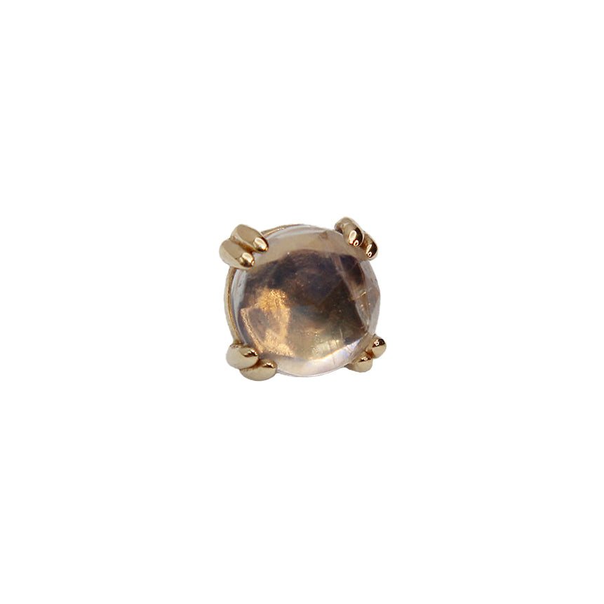 BVLA's "Cab Prong" in 14k Yellow gold with a Rose Cut Rainbow Moonstone