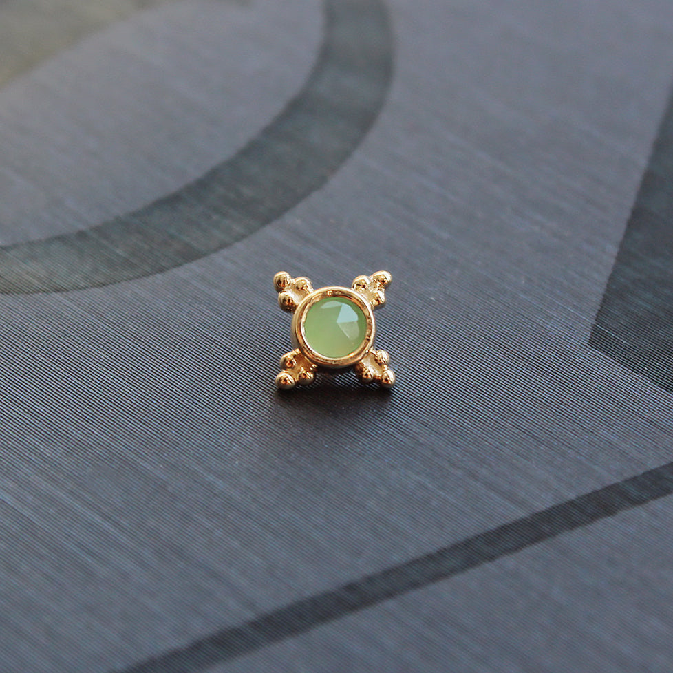 BVLA 6mm Mini Kandy with Rose Cut Chrysoprase Threaded End