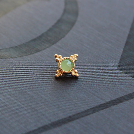 BVLA 6mm Mini Kandy with Rose Cut Chrysoprase Threaded End