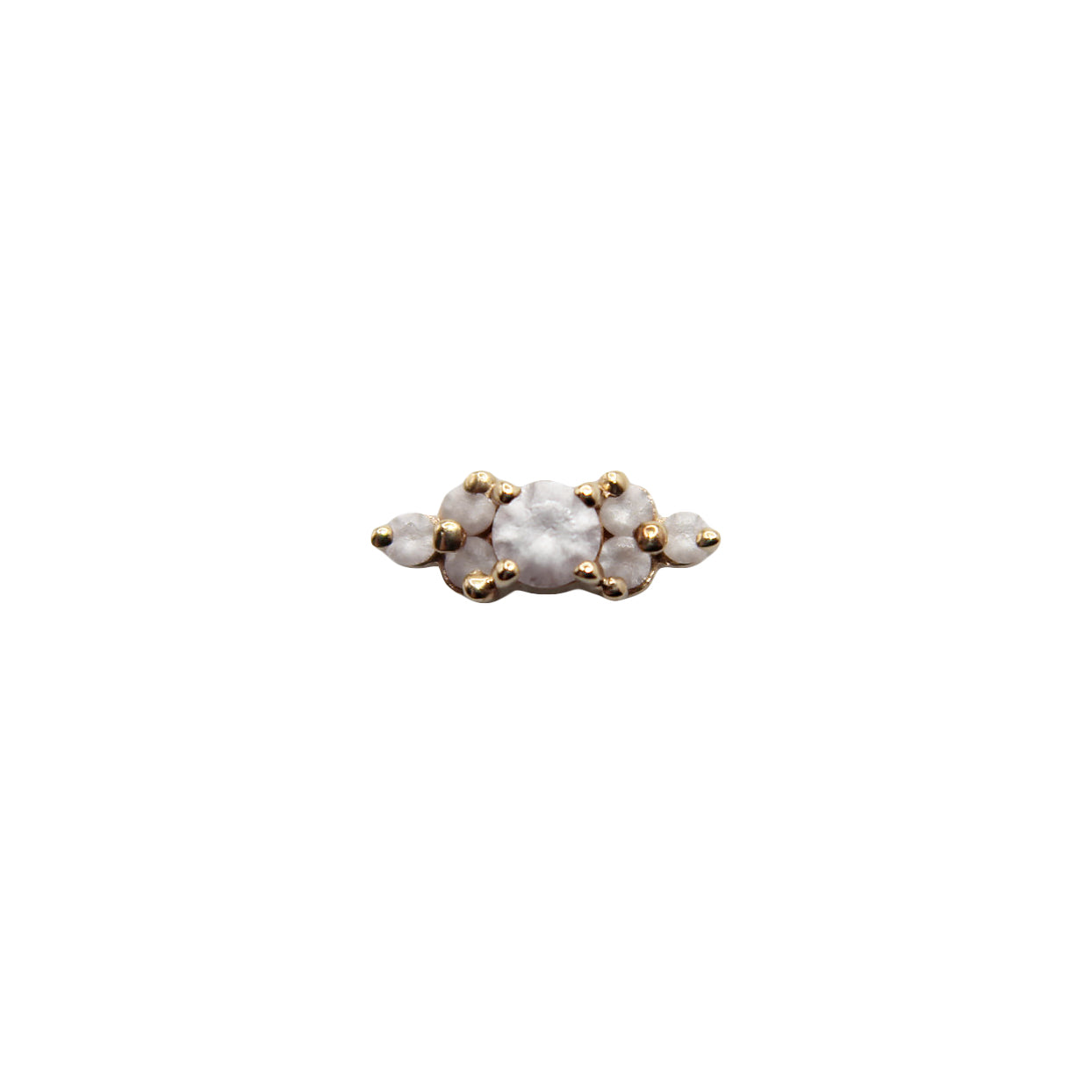 Sandblasted Cubic Zirconia Embrace Jewelry Stud. Yellow Gold. Earring. Cartilage Earring. Gold Jewelry. BVLA. Body Vision Los Angeles Jewelry. Brooklyn Piercing Jewelry