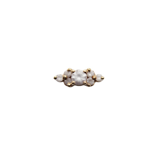 Sandblasted Cubic Zirconia Embrace Jewelry Stud. Yellow Gold. Earring. Cartilage Earring. Gold Jewelry. BVLA. Body Vision Los Angeles Jewelry. Brooklyn Piercing Jewelry