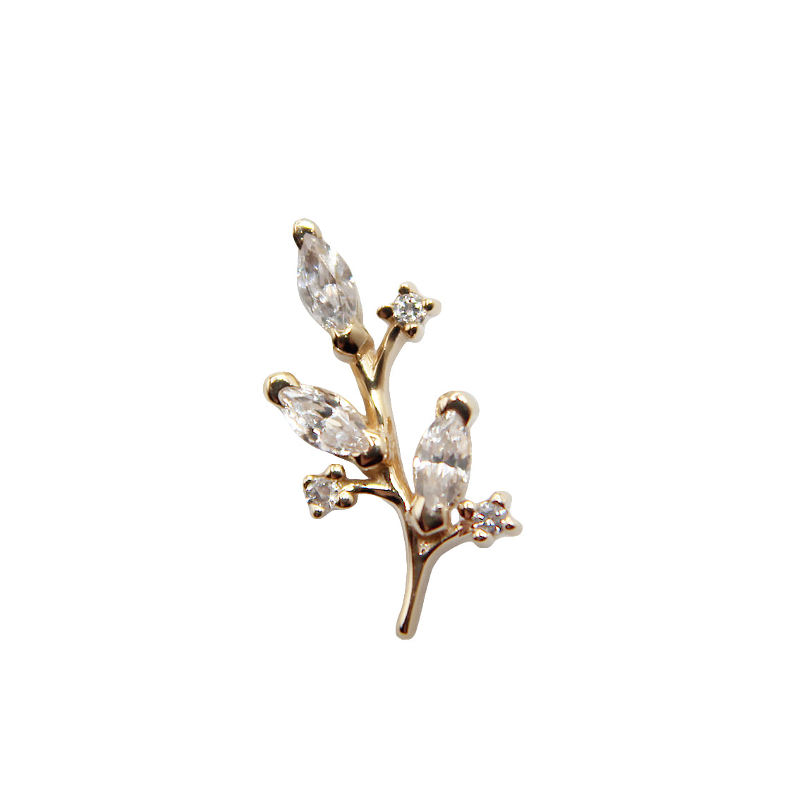 Cubic Zirconia Nightshade. Floral inspired stud. Jewelry Stud. Yellow Gold. Earring. Cartilage Earring. Gold Jewelry. BVLA. Body Vision Los Angeles Jewelry. Brooklyn Piercing Jewelry