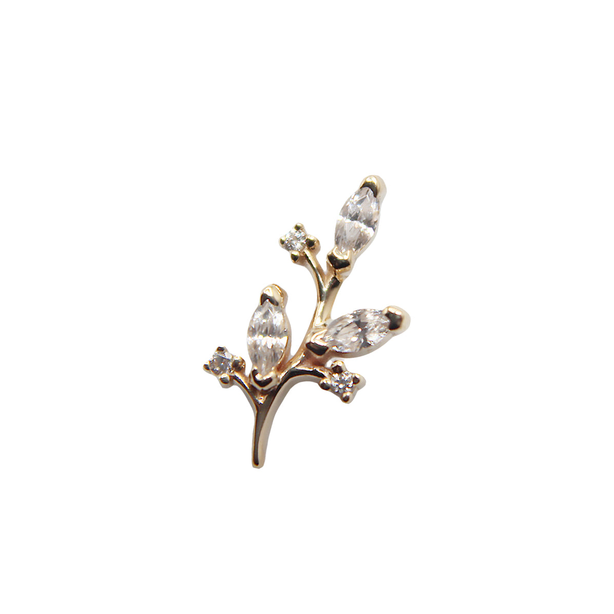 Cubic Zirconia Nightshade. Floral inspired stud. Jewelry Stud. Yellow Gold. Earring. Cartilage Earring. Gold Jewelry. BVLA. Body Vision Los Angeles Jewelry. Brooklyn Piercing Jewelry