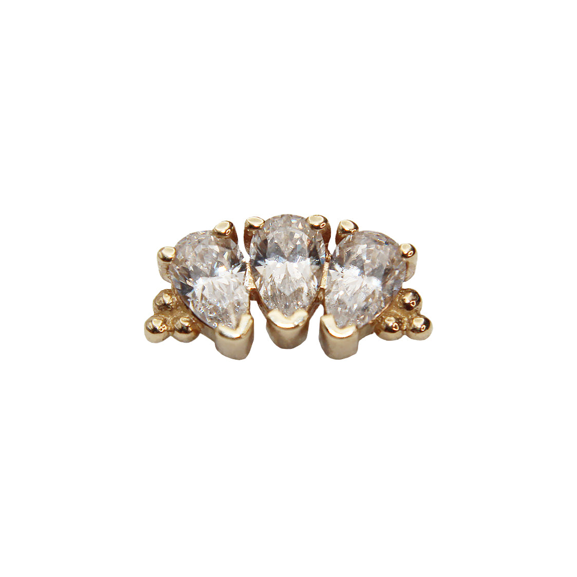 BVLA's "Pear Panaraya" in 14k Yellow gold with 3 CZ Pear cut stones