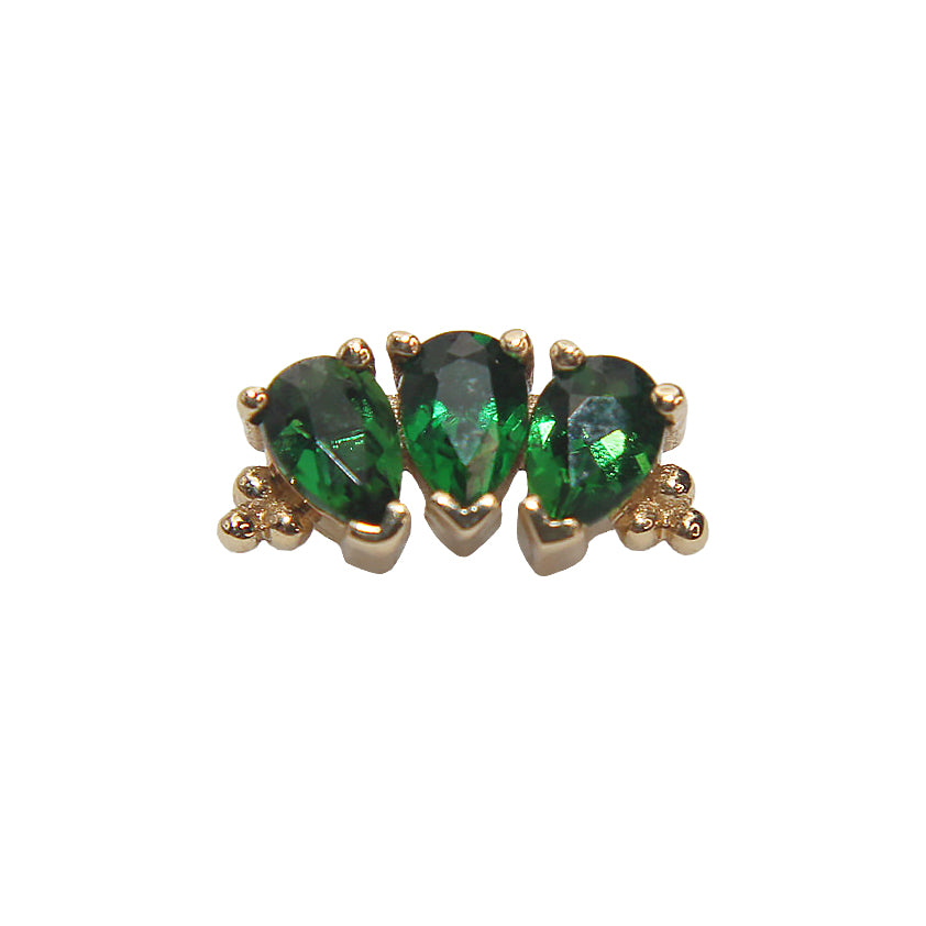 BVLA's "Pear Panaraya" in 14k Yellow gold with 3 Green Tourmaline Pear cut stones