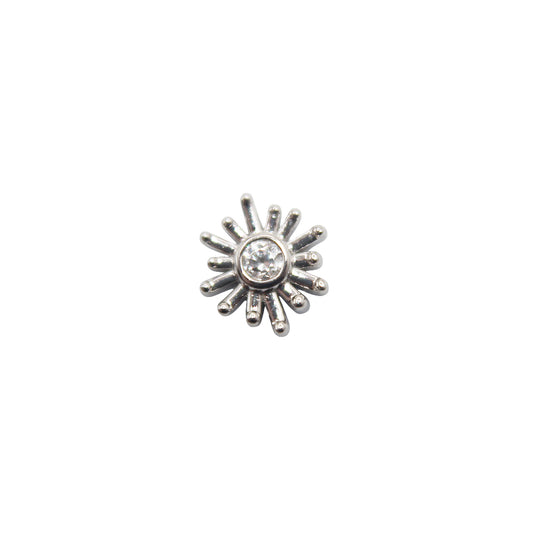 White Gold Cubic Zirconia Sun Ray. Jewelry Stud. White Gold. Earring. Cartilage Earring. Nostril jewelry. Gold Jewelry. BVLA. Body Vision Los Angeles Jewelry. Brooklyn Piercing Jewelry