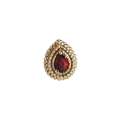 BVLA's "Afghan Pear" in 14k Yellow gold with Garnet Pear cut stone