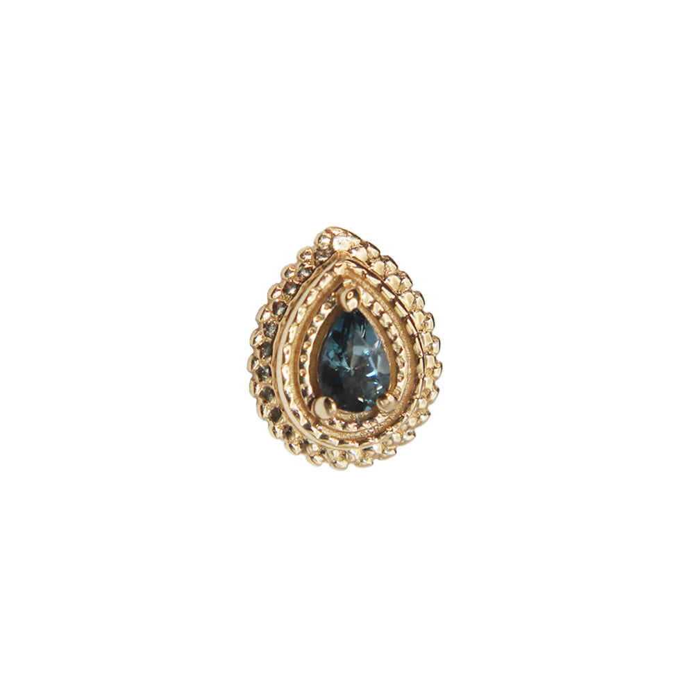 BVLA's "Afghan Pear" in 14k Yellow gold with London Blue Topaz Pear cut stone