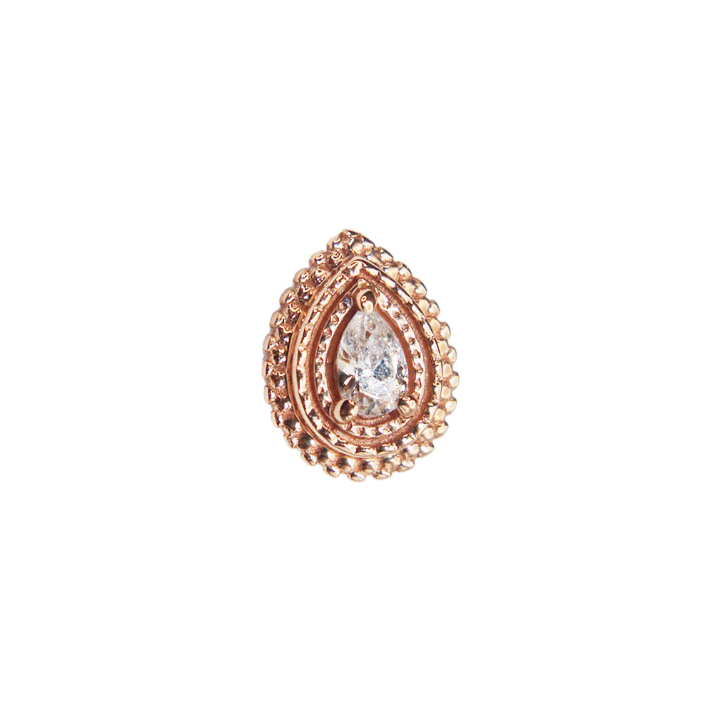 BVLA's "Afghan Pear" in 14k Rose gold with CZ Pear cut stone