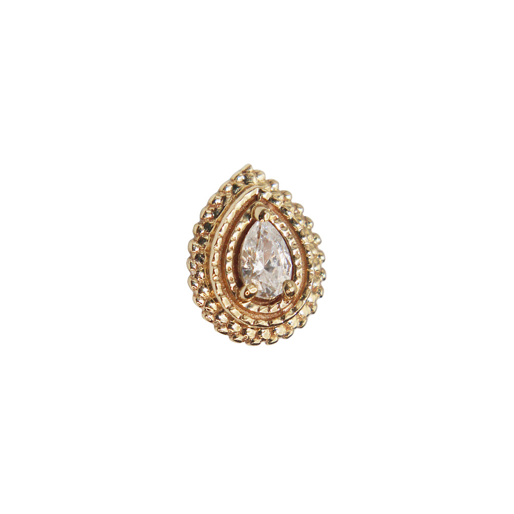 BVLA's "Afghan Pear" in 14k Yellow gold with CZ Pear cut stone