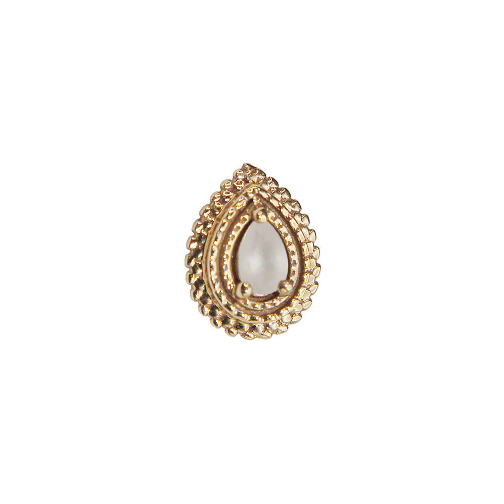 BVLA's "Afghan Pear" in 14k Yellow gold with Sandblasted CZ Pear cut stone