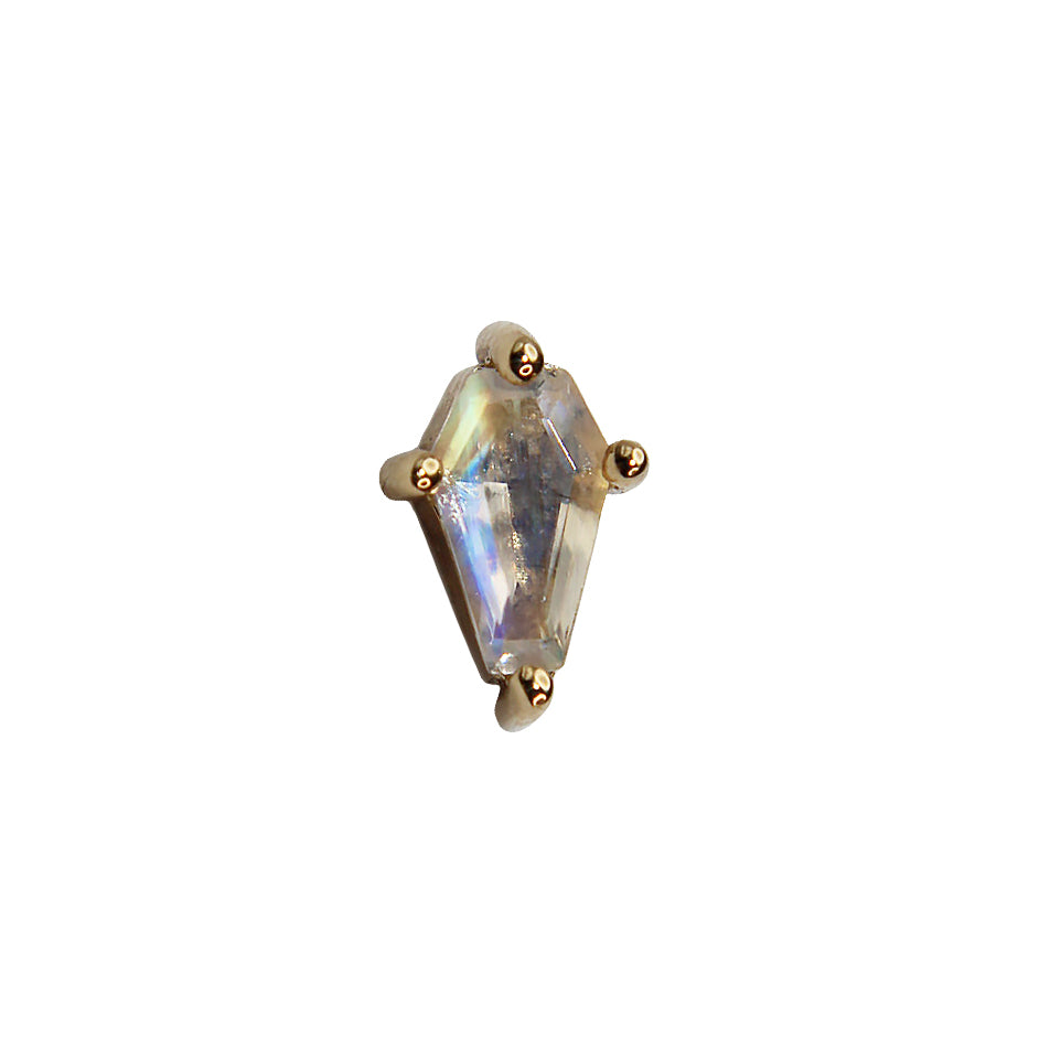 
                  
                    BVLA's "Coffin Prong" in 14k Yellow gold with a Rainbow Moonstone
                  
                