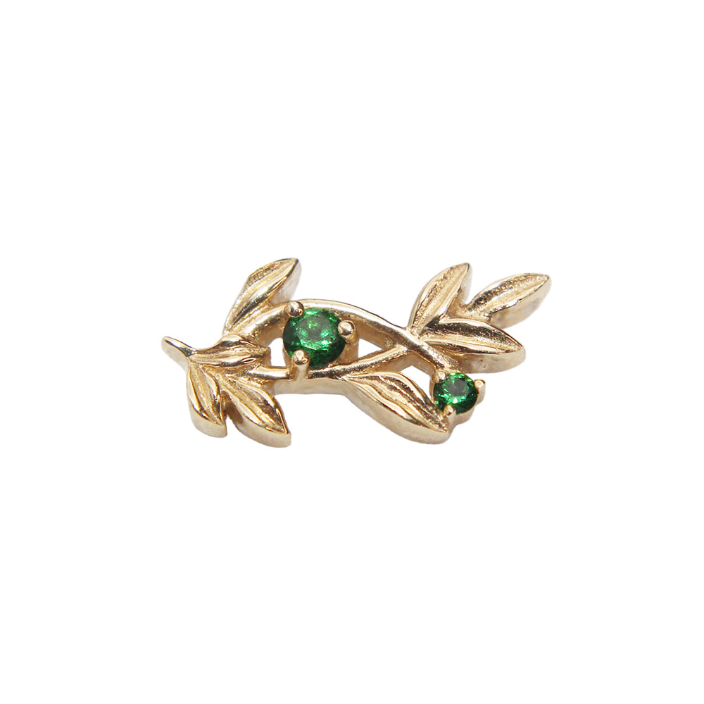 BVLA's "Jessamine" in 14k Yellow gold with 1 green tourmaline and 1 smaller green tourmaline