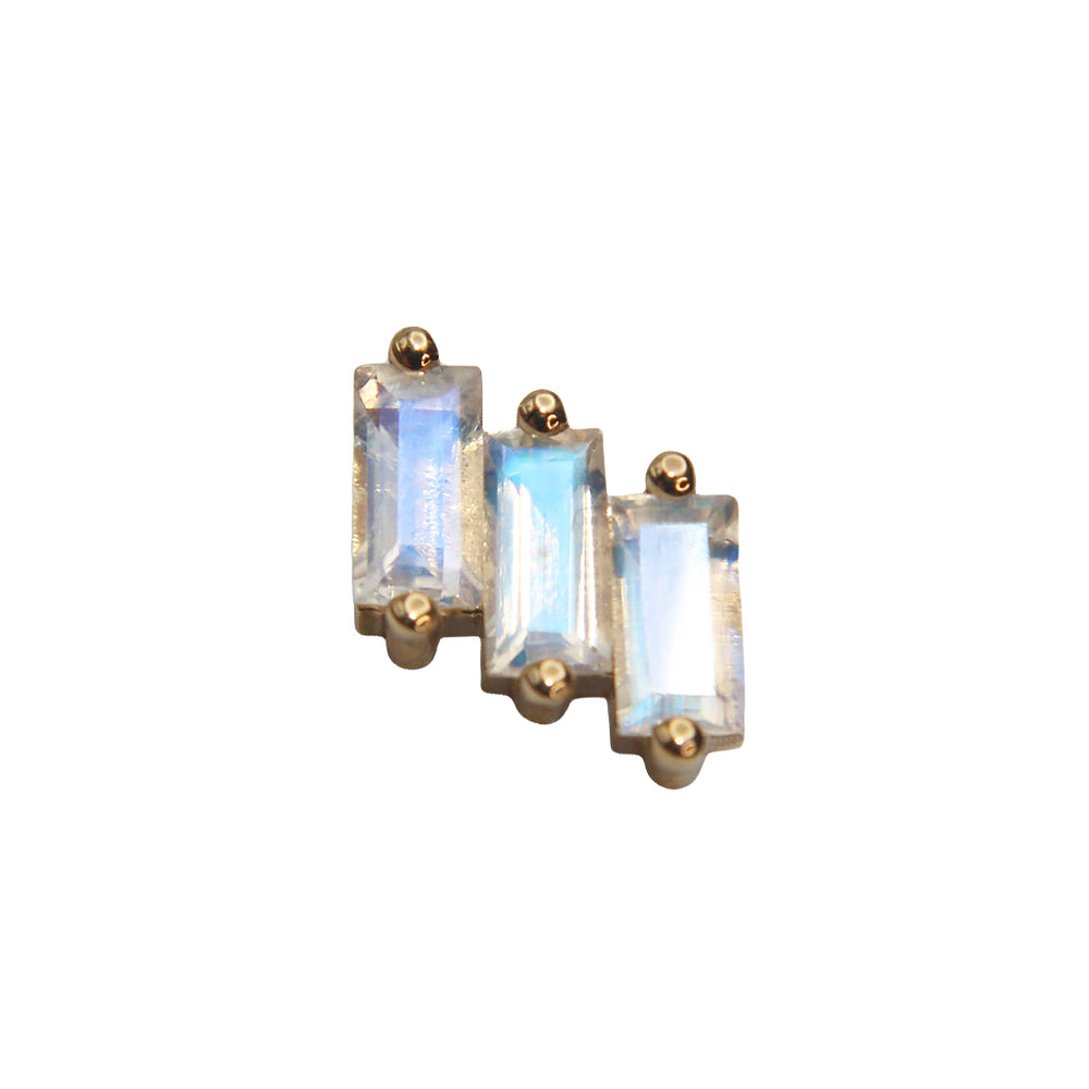 BVLA's "Liara" in 14k Yellow gold with 3 Rainbow Moonstone