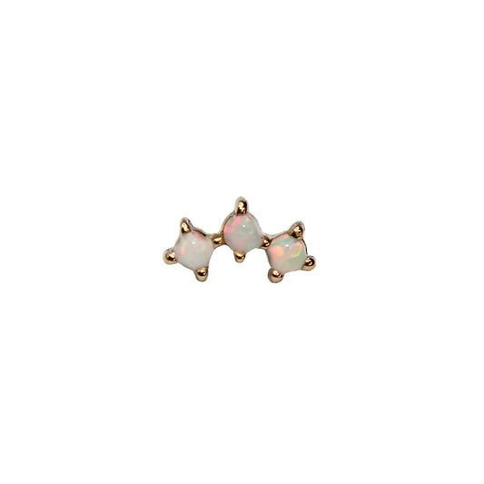 BVLA's "Muse" in 14k Yellow gold with 3 Synthetic white opal