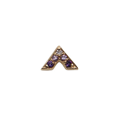 BVLA's "Micro Pave V" in 14k Yellow gold with 1 diamond 2 light amethyst and 2 dark amethyst