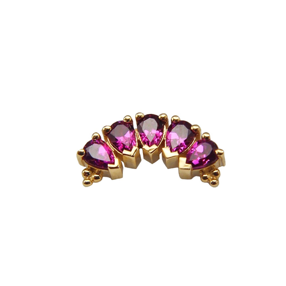 BVLA's "Pear Panaraya" in 14k Yellow gold with 5 Rhodolite Pear cut stones