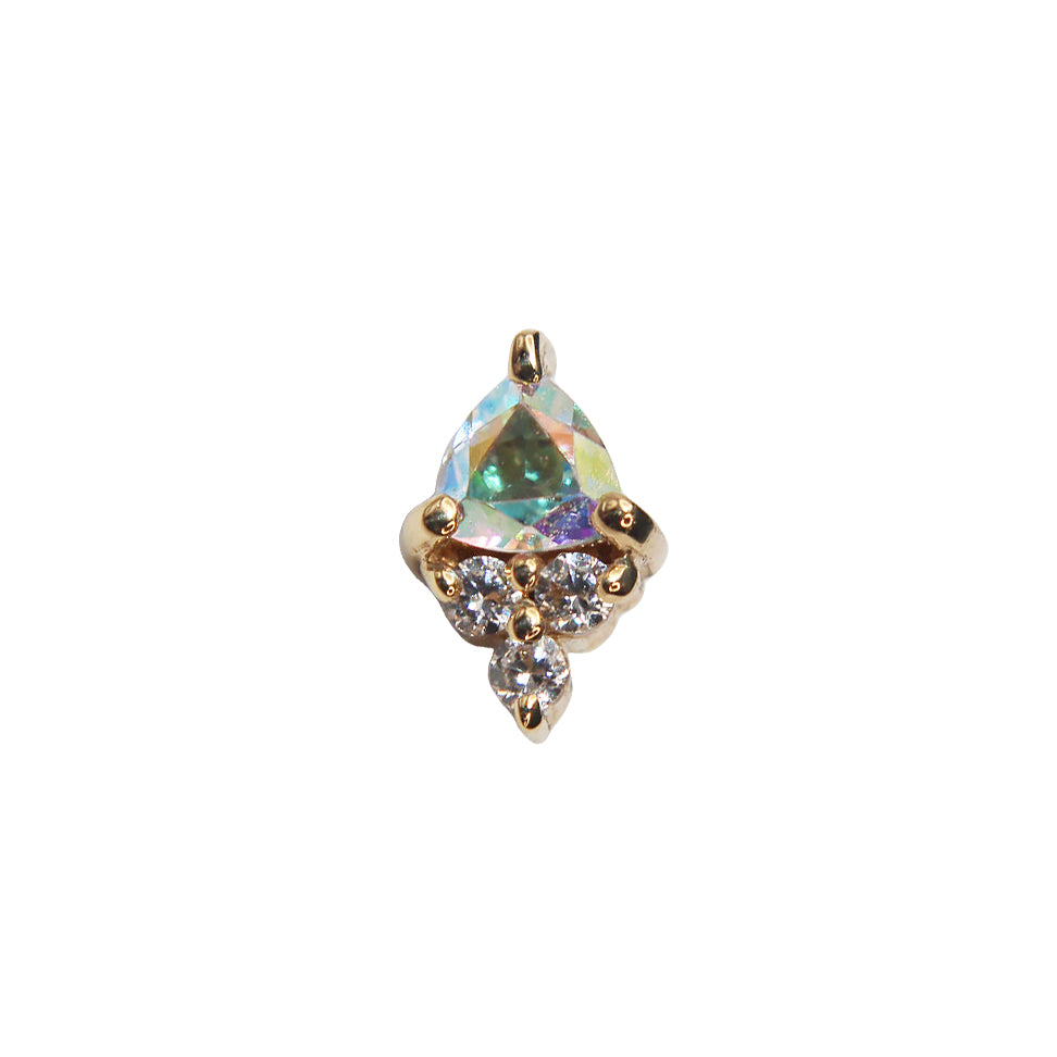 
                  
                    BVLA's "Tau" in 14k Yellow gold with 1 Mercury mist topaz and 3 smaller CZ on the bottom
                  
                
