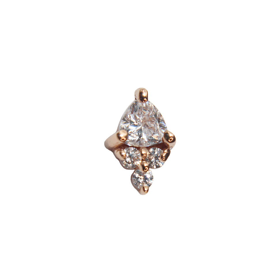 
                  
                    BVLA's "Tau" in 14k Rose gold with 1 larger CZ and 3 smaller CZ on the bottom
                  
                