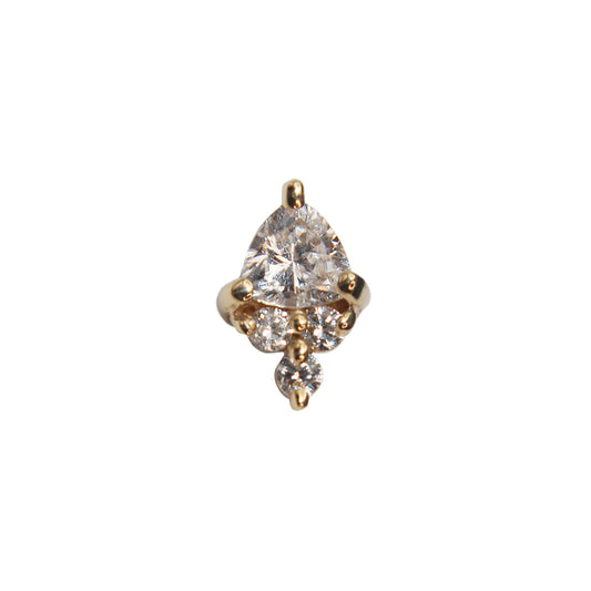 BVLA's "Tau" in 14k Yellow gold with 1 larger CZ and 3 smaller CZ on the bottom