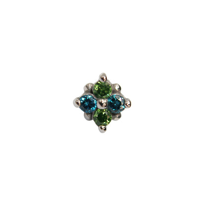 BVLA's "Reema" in 14k White gold with 2 Emerald green diamond and 2 ocean green diamond