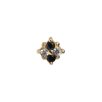 BVLA's "Reema" in 14k Yellow gold with 2 CZ and 2 black CZ