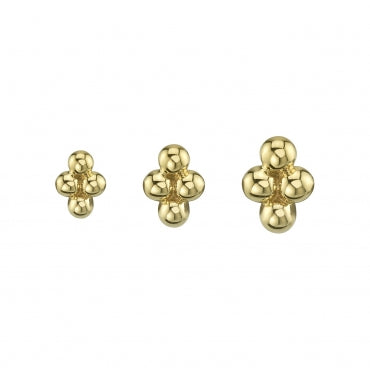 BVLA's "Quad Bead Cluster" in 14k Yellow gold shown 3 times in varying sizes