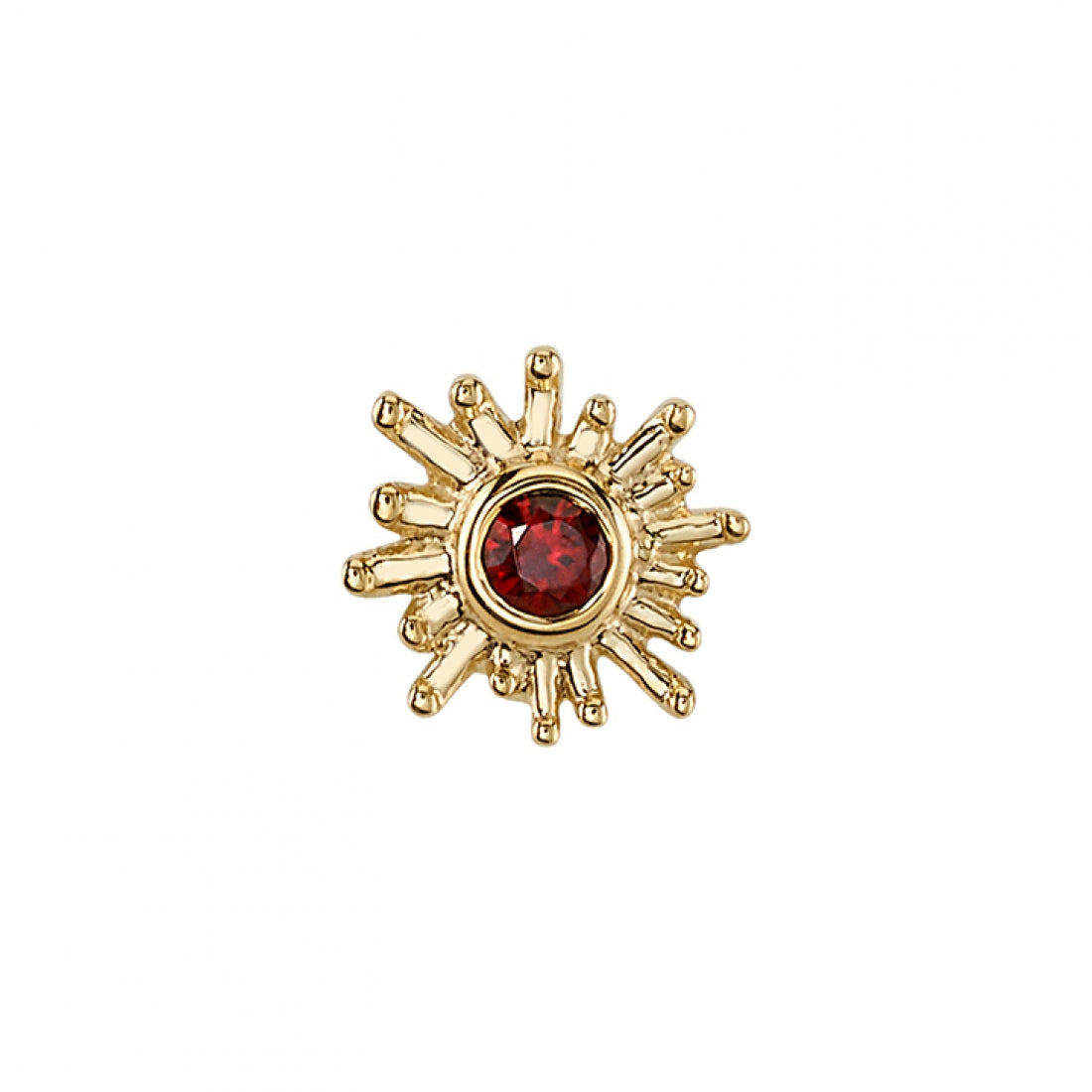 
                  
                    BVLA's "Sun Ray" in 14k Yellow gold with a Garnet
                  
                