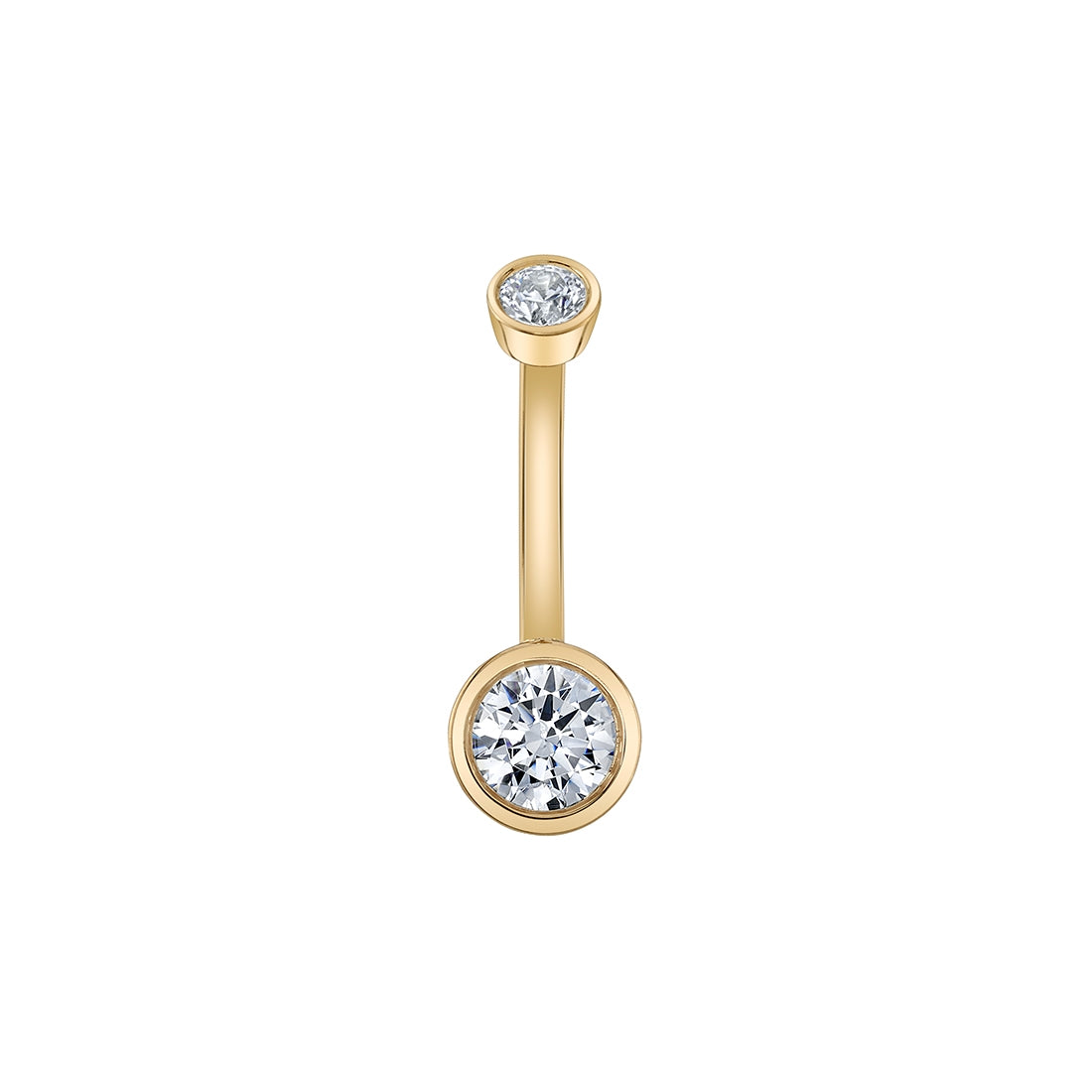 
                  
                    BVLA's "Classic Bezel Navel Curve" shown in 14k Yellow gold with CZ
                  
                